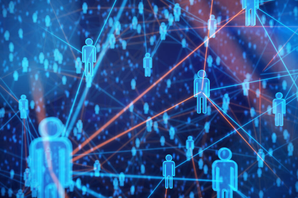 abstract graphic of people connected by DECT in the age of UC