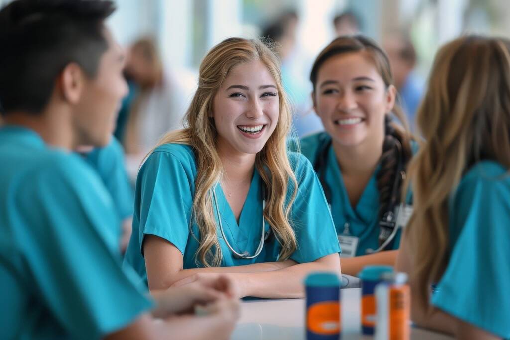 Hospital nurses smiling